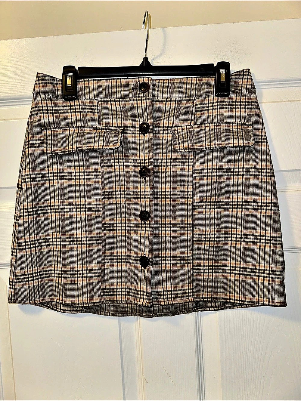Urban Outfitters Plaid Mini Skirt in Brown & Black - Size M